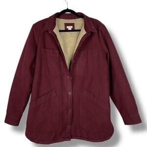 L.L.Bean Heritage Chamois Sherpa-Lined Shacket Dark Red Wine